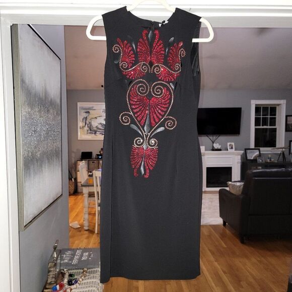 Versace Collection Women's Black & Red Barocco Sleeveless Midi Dress SZ … - Picture 2 of 11